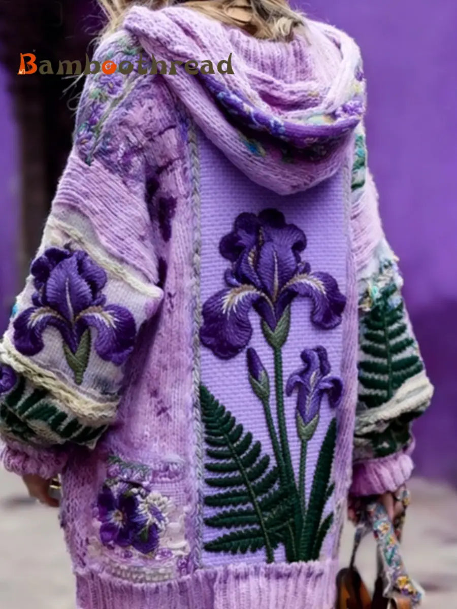 Women’s Alzheimer’s Disease Prevention and Control Campaign: Floral Button-Up Hooded Sweater Purple / S