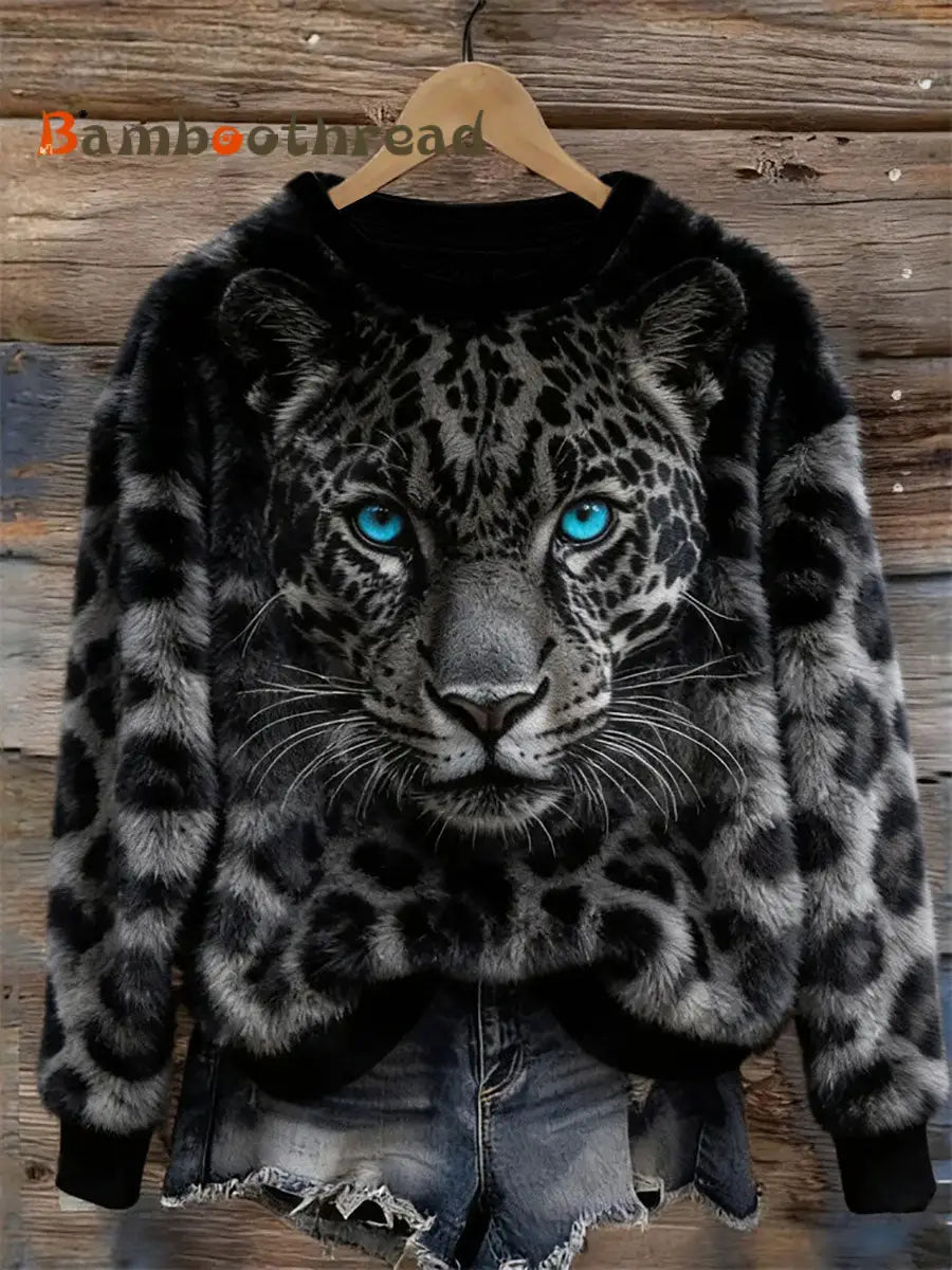 Women’s Animal Art Print Casual Sweatshirt Black / S