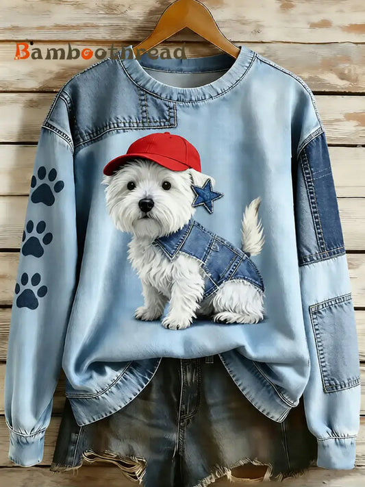 Women’s Animal Lovers Dog Print Sweatshirt As picture / S
