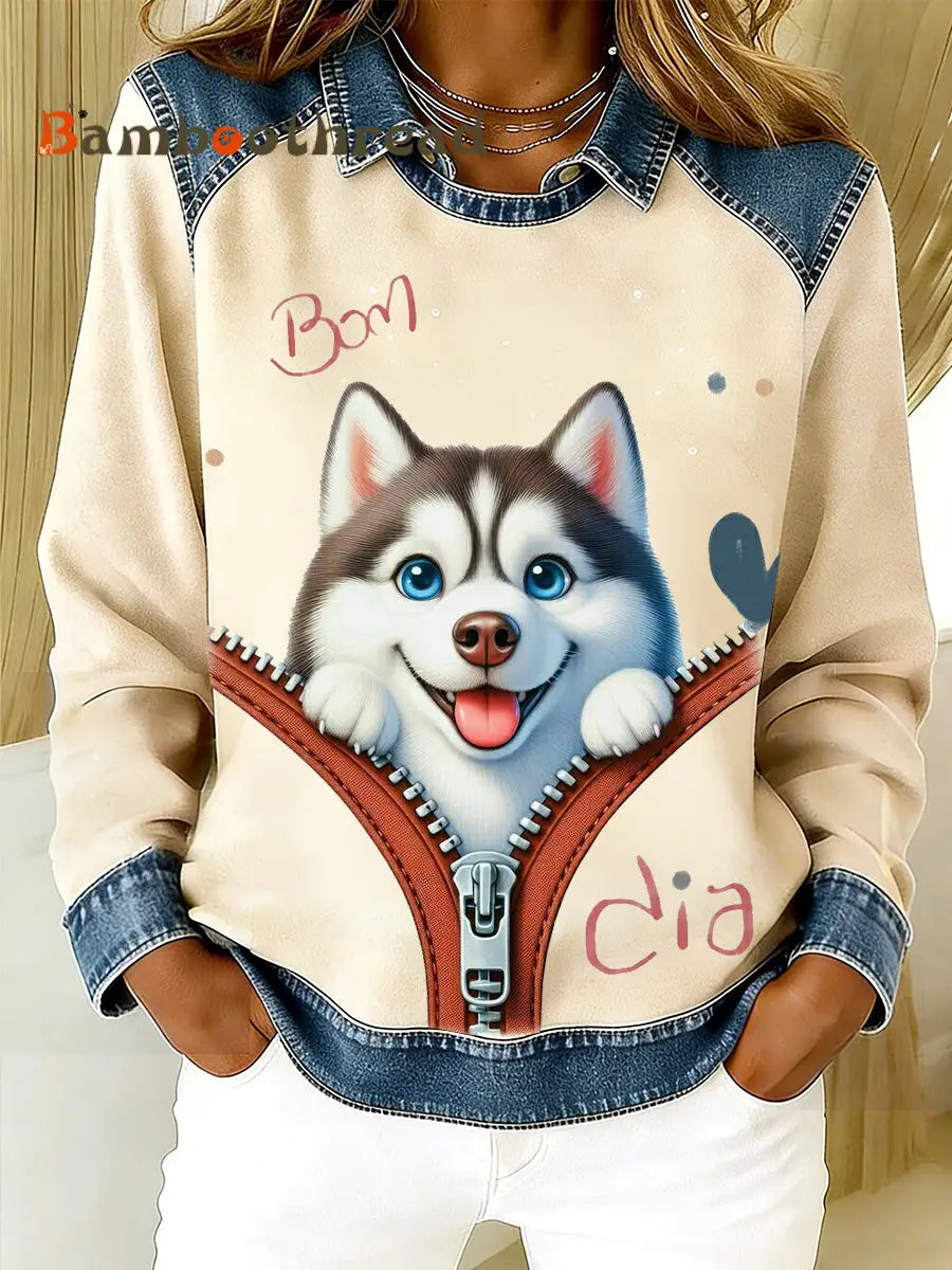 Women’s Animal Print Flannel Warm Sweatshirt A / S