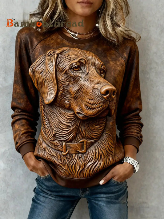 Women’s Art Dog Printed Sweatshirt As picture / S