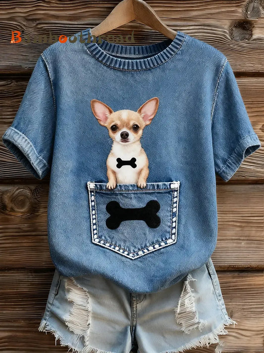 Women’s Artistic Animal Print Comfortable Knit Short Sleeve Top A / S