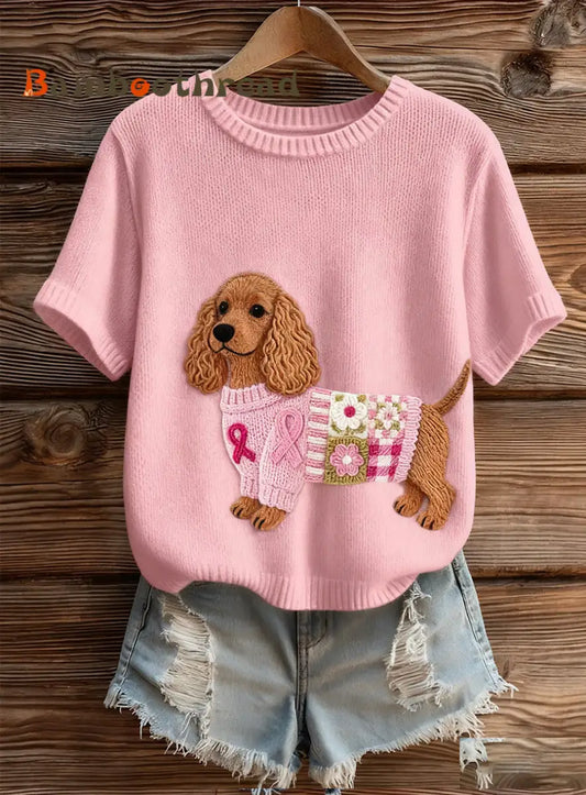 Women’s Artistic Animal Print Comfortable Knit Short Sleeve Top A / S