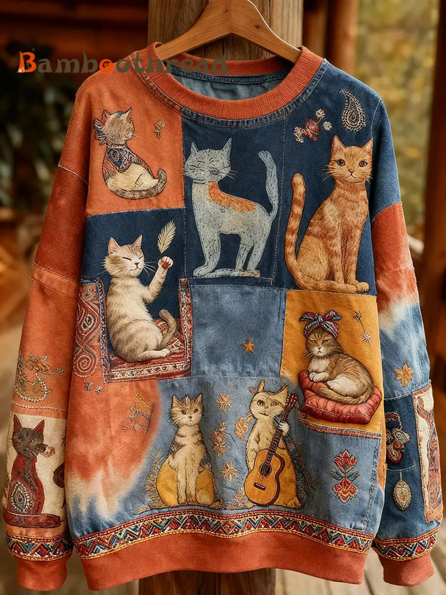 Women’s Autumn Cats Sweatshirts Orange / S