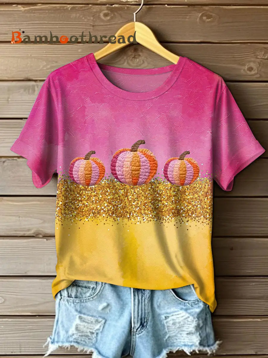 Women’s Autumn Festival ’Tis The Season Pumpkin Printed T-shirt Pink / S