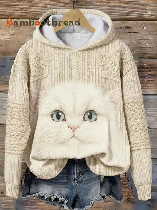 Women’s Cat Art Print Casual Hoodie As picture / S