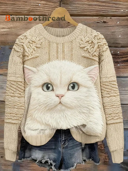 Women’s Cat Art Print Casual Top As picture / S