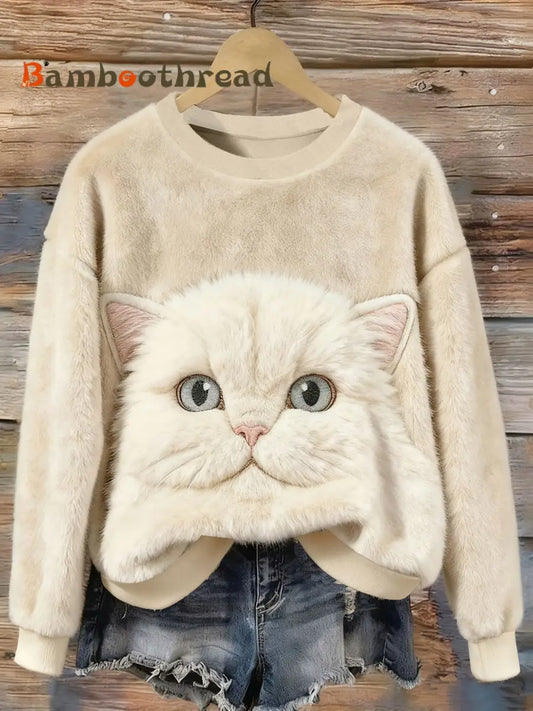 Women’s Cat Art Print Casual Top As picture / S