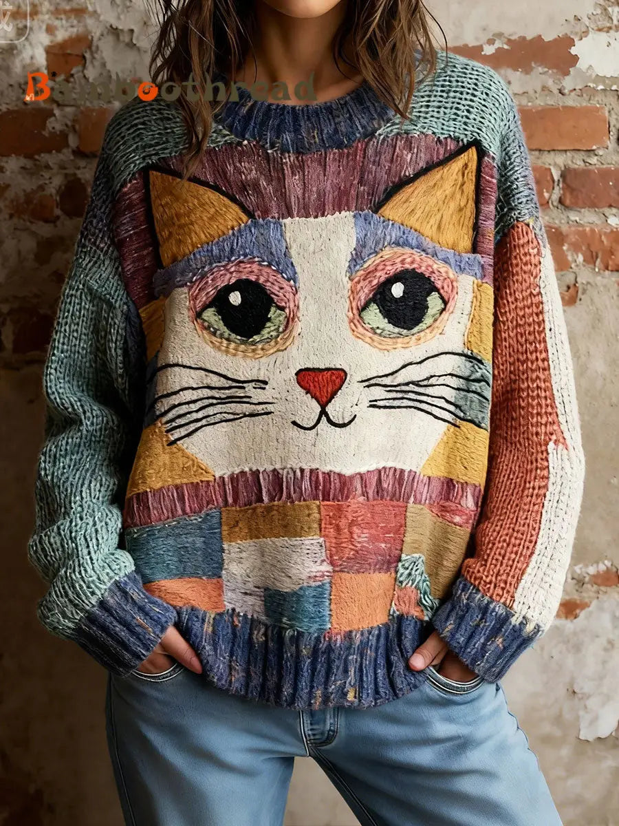 Women’s Cat Floral Tops As picture / S