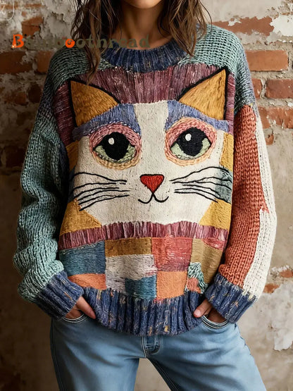 Women’s Cat Floral Tops As picture / S