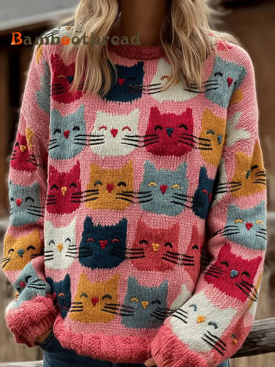 Women’s Cat Knitted Sweater As picture / S