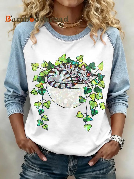 Women’s Cat Print Sweatshirts As picture / S