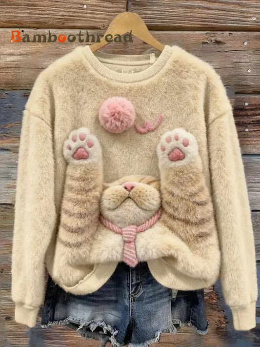 Women’s Cat Printed Sweater As picture / S
