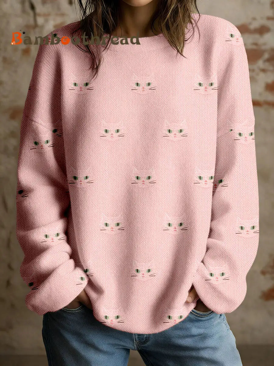 Women’s Cats Casual Tops Pink / S