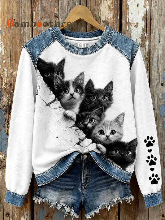 Women’s Cats Enthusiast Sweatshirts White / S