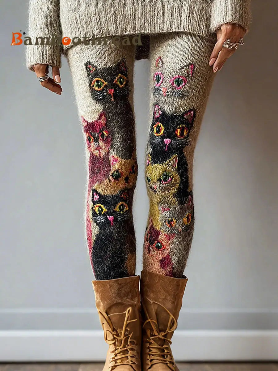 Women’s Cats Print Leggings As picture / S