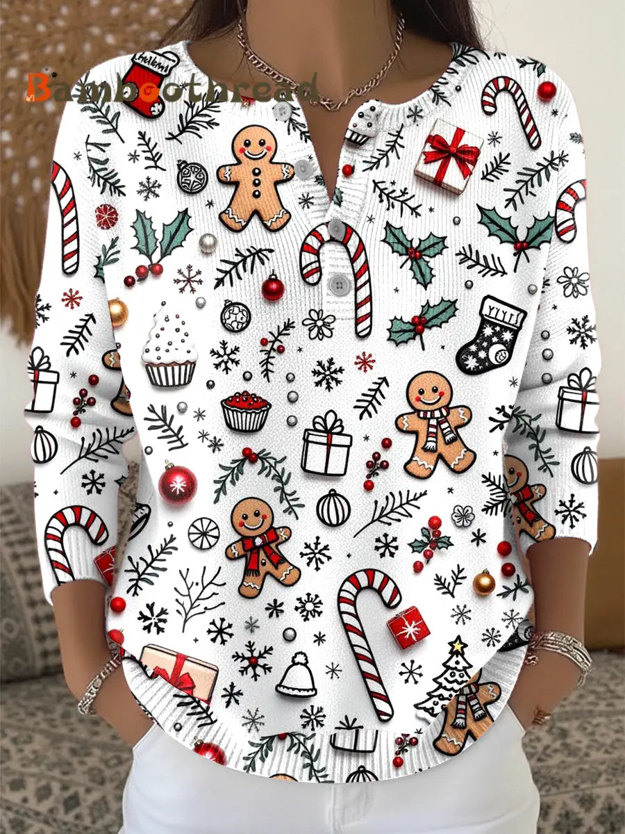 Women’s Christmas Design White Casual Sweater White / S