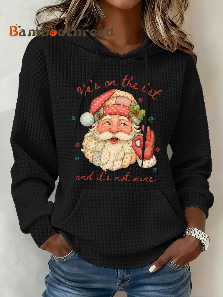 Women’s Christmas FDT Waffle Print Casual Hoodie Black / S