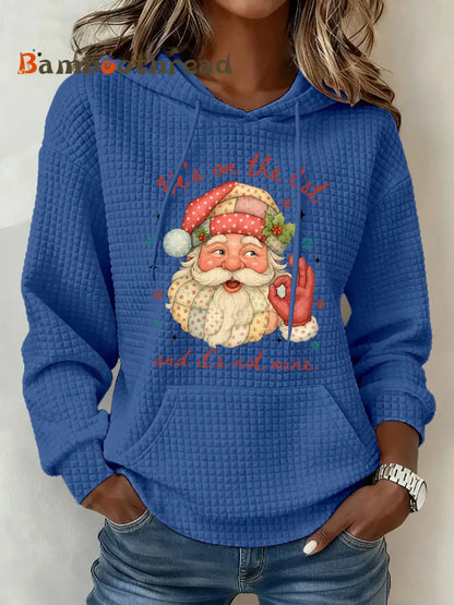 Women’s Christmas FDT Waffle Print Casual Hoodie Blue / S