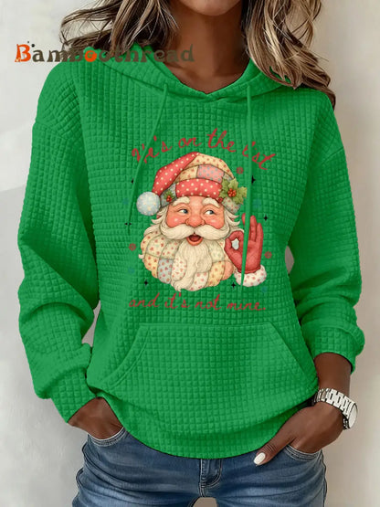 Women’s Christmas FDT Waffle Print Casual Hoodie Green / S