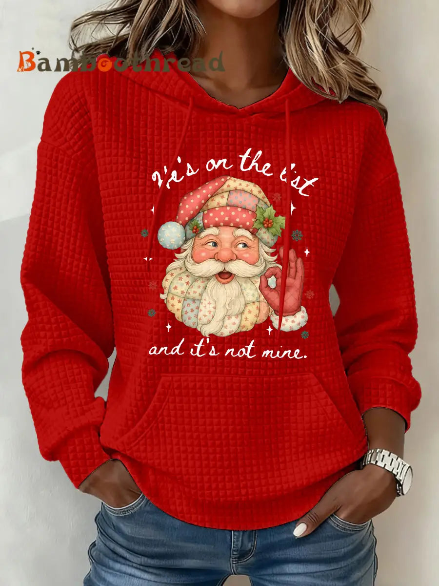 Women’s Christmas FDT Waffle Print Casual Hoodie Red / S