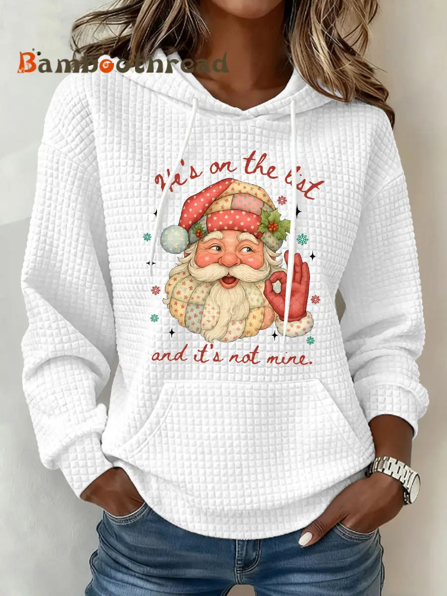 Women’s Christmas FDT Waffle Print Casual Hoodie White / S