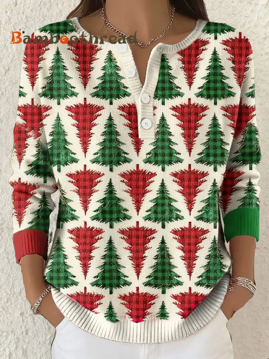 Women’s Christmas Funny Art Printed Tops Apricot / S