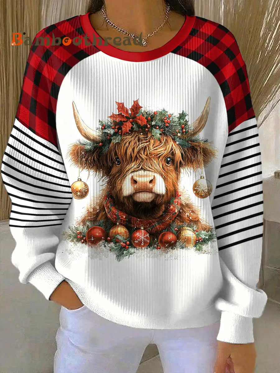 Women’s Christmas Highland Printed Sweatshirt Red / S