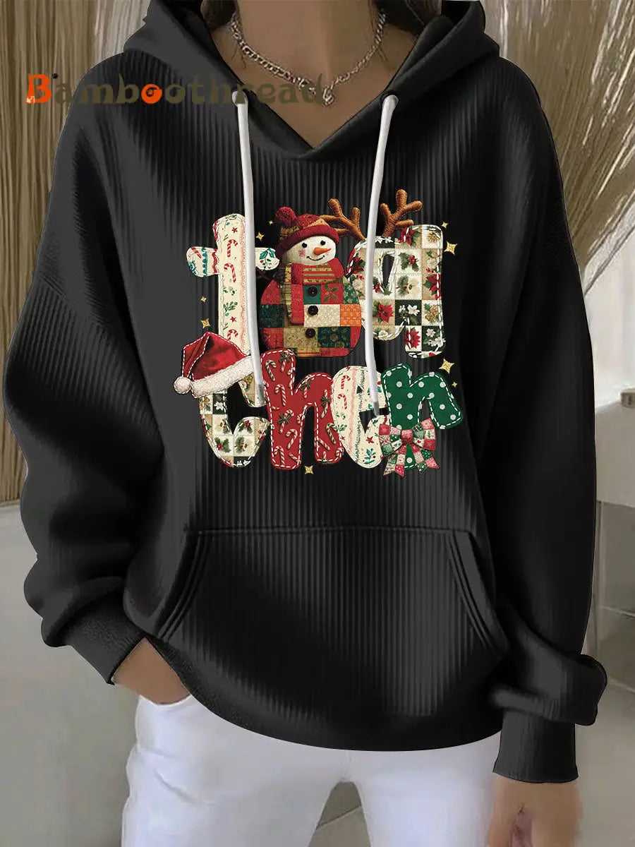 Women’s Christmas Print Casual Hoodie Black / S