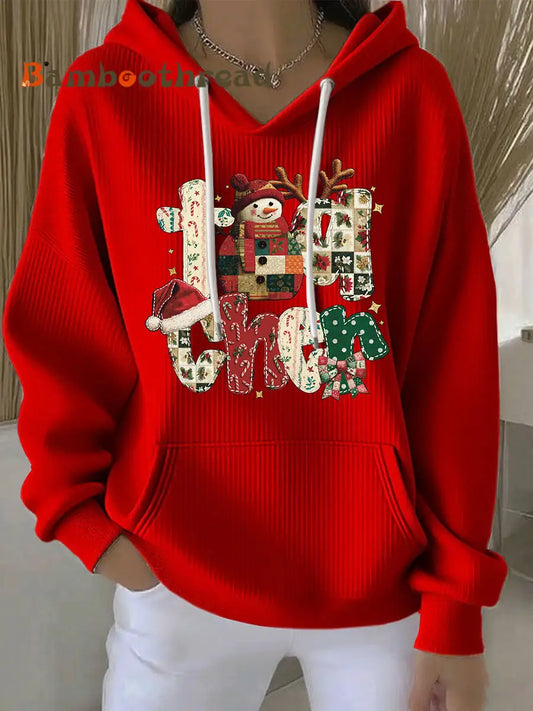 Women’s Christmas Print Casual Hoodie Red / S