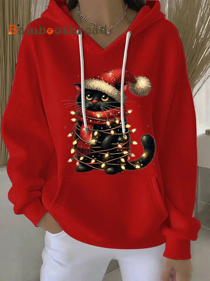 Women’s Christmas Print Casual Hoodie Red / S