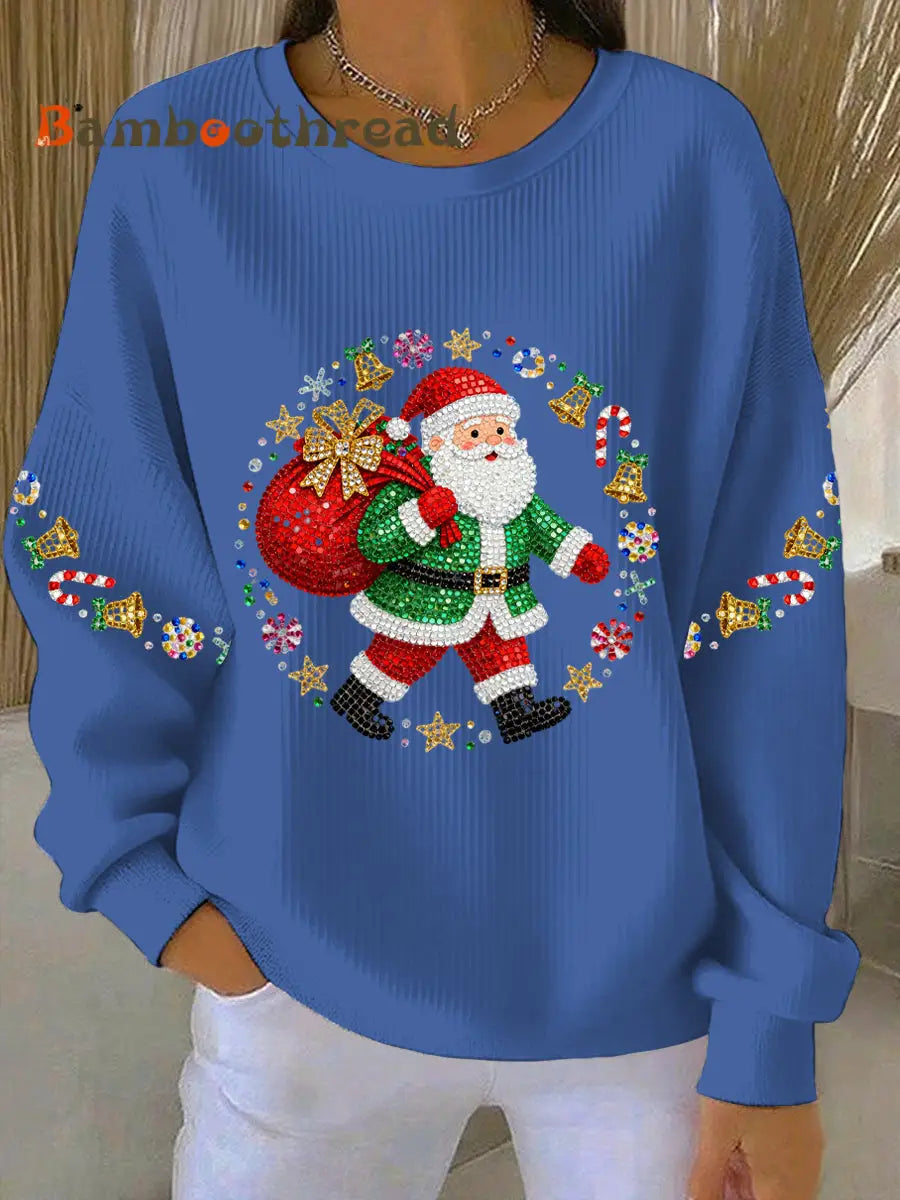 Women’s Christmas Print Casual Sweatshirt Blue / S