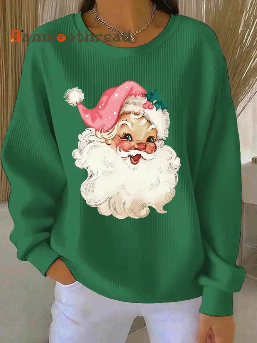 Women’s Christmas Print Casual Sweatshirt Green / S