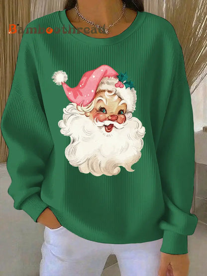 Women’s Christmas Print Casual Sweatshirt Green / S