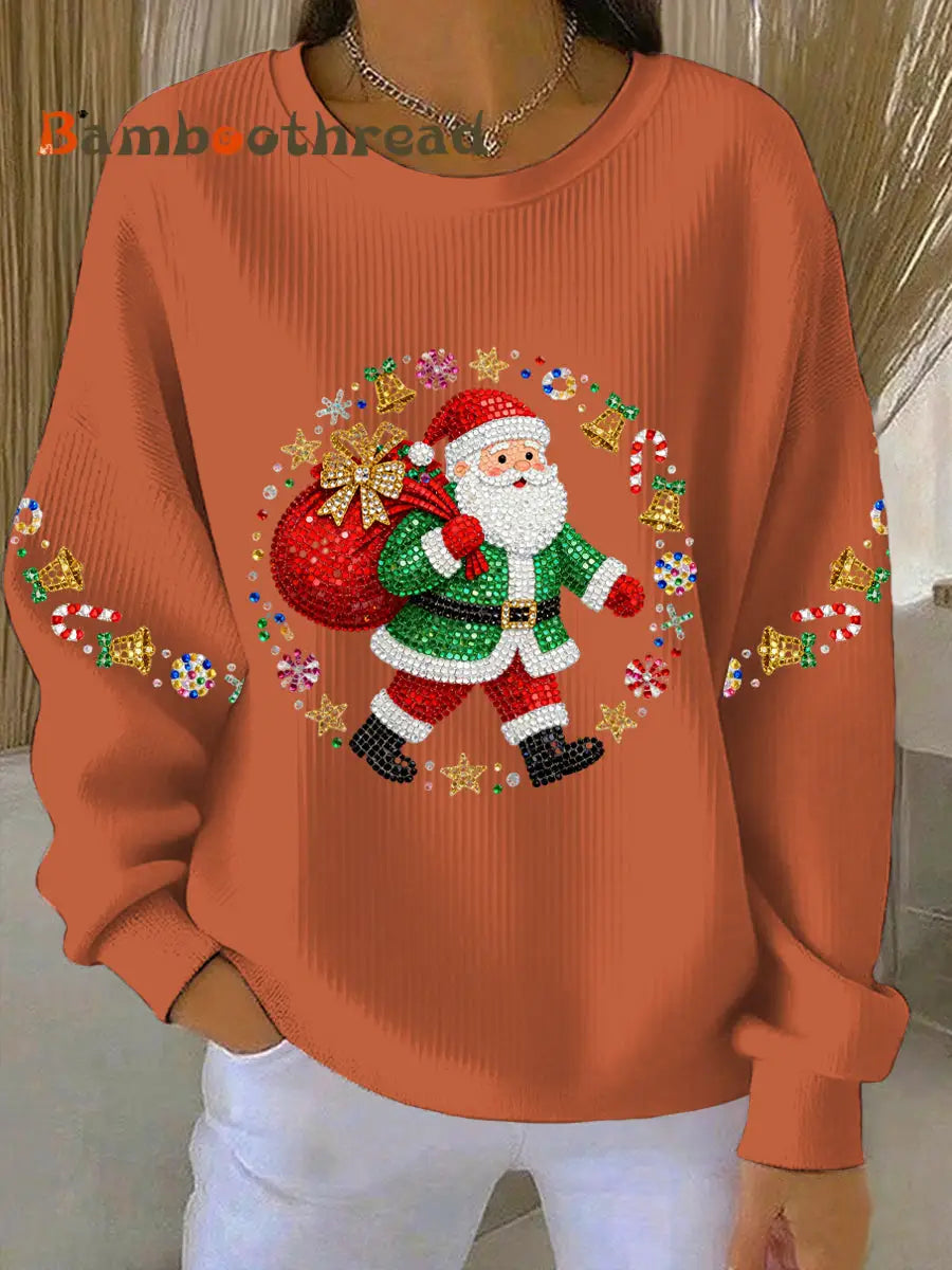 Women’s Christmas Print Casual Sweatshirt Orange / S