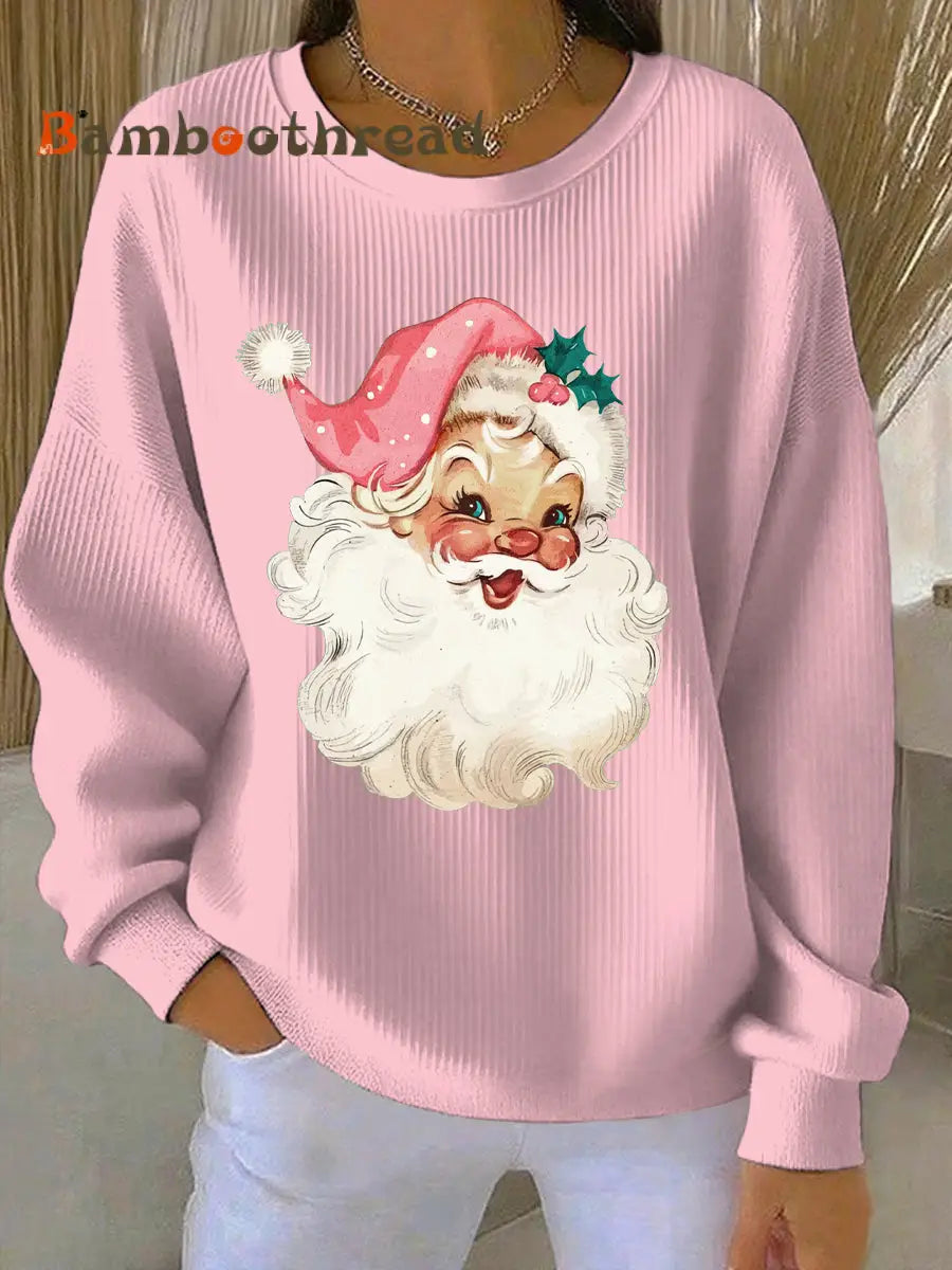 Women’s Christmas Print Casual Sweatshirt Pink / S