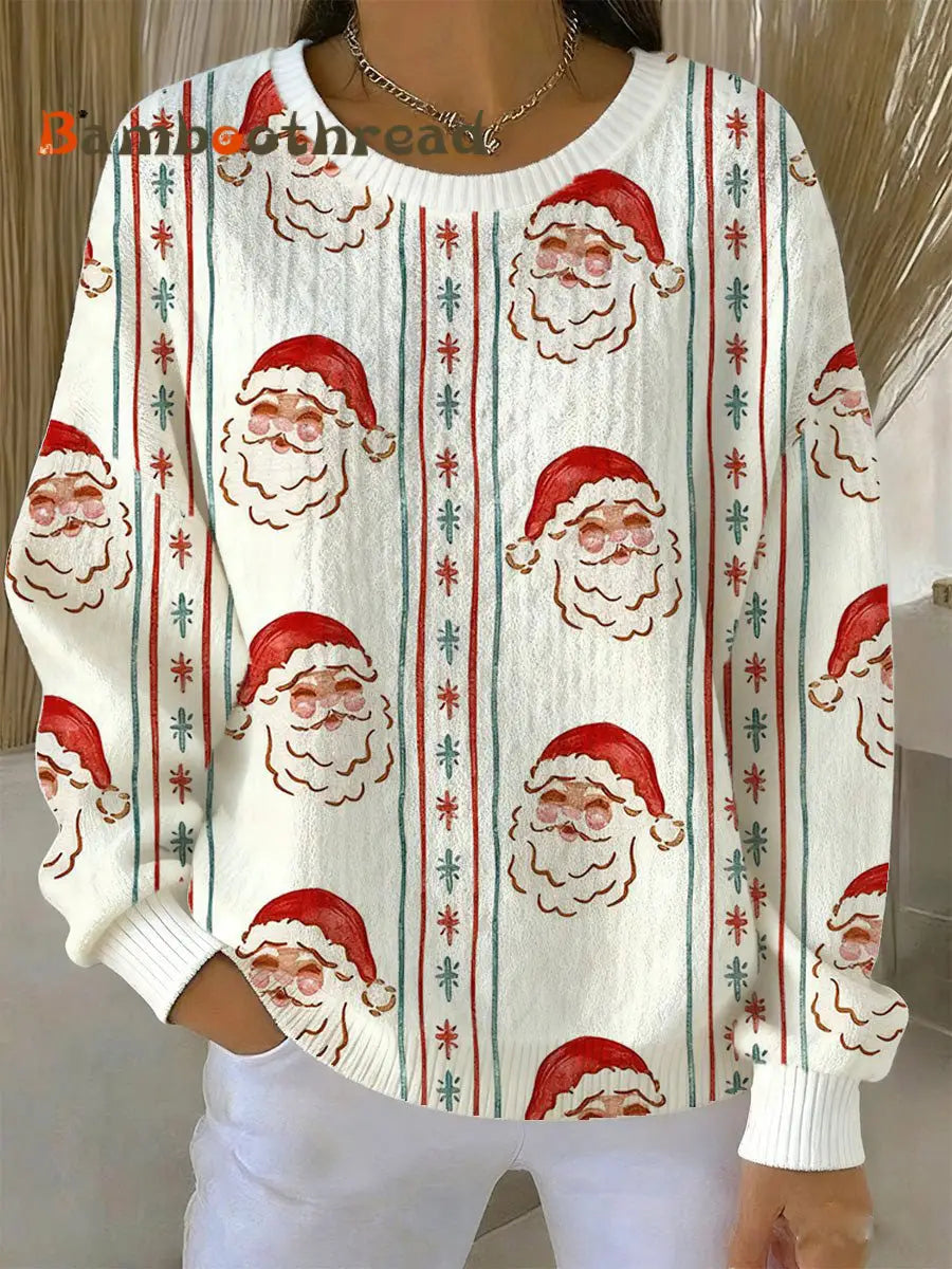 Women’s Christmas Santa Sweater White / S