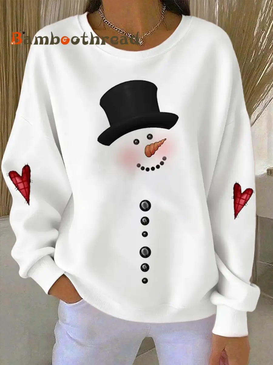 Women’s Christmas Snowman Regular Sweatshirt White / S