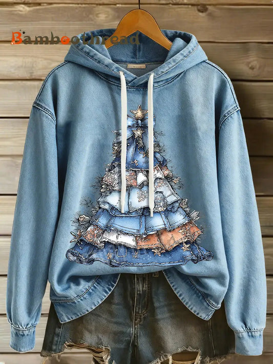 Women’s Christmas Tree Hoodies Blue / S