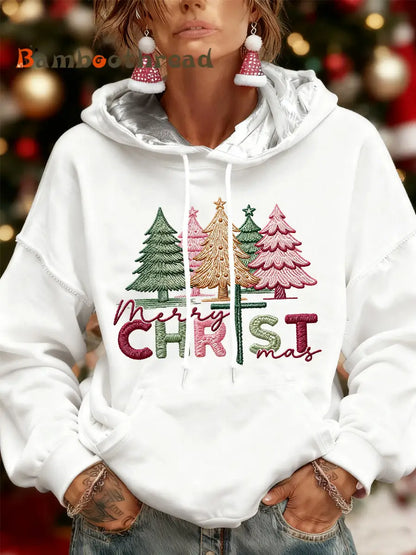 Women’s Christmas Tree Print Casual Sweatshirt White / S