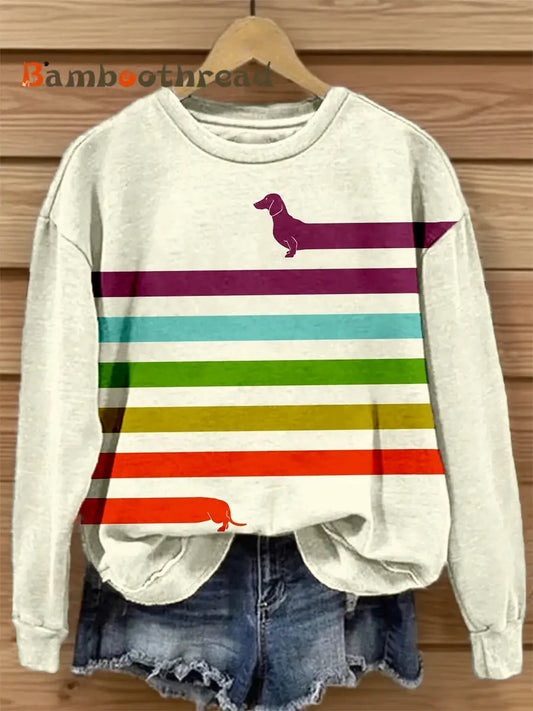 Women’s Colorful Dachshund Print Sweatshirt As picture / S