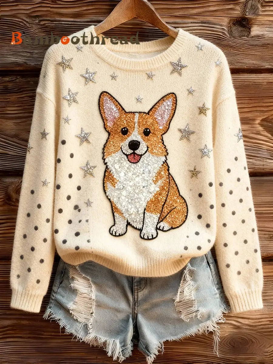 Women’s Corgi dog tops Apricot / S