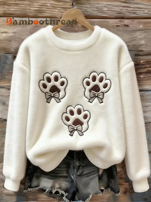 Women’s Cute Animal Art Print Casual Flannel Sweater As picture / S