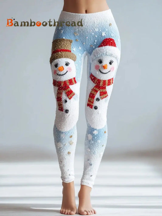 Women’s Cute Christmas Snowman Pattern Leggings As picture / S