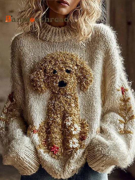 Women’s Cute Dog Art Sweatshirt As picture / S