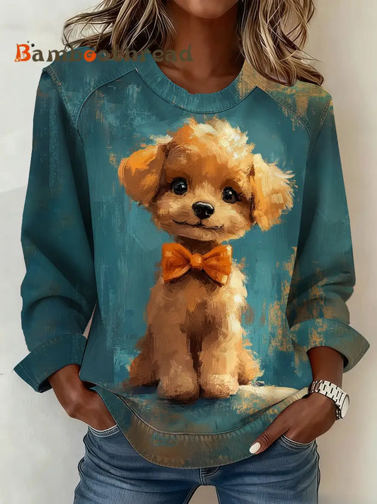Women’s cute dog print Top As picture / S