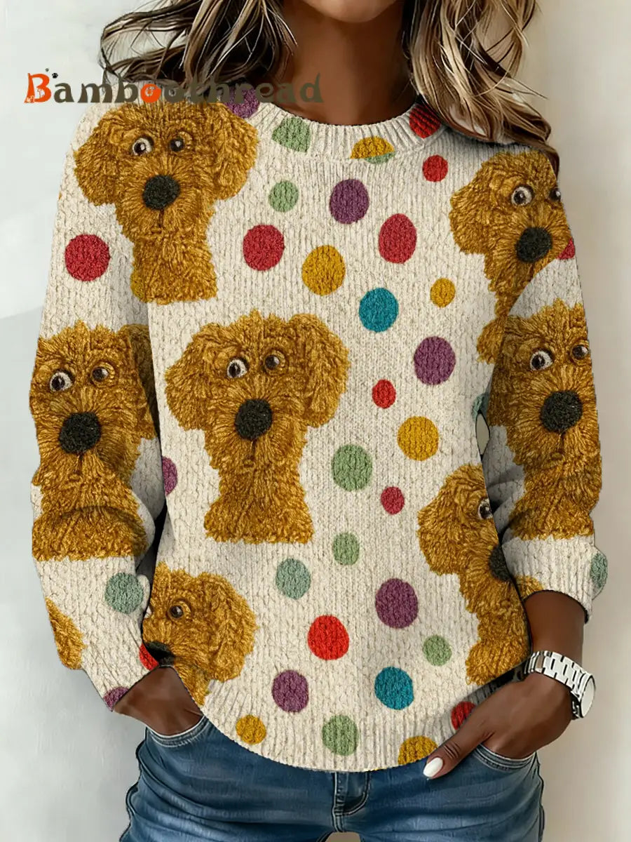 Women’s Cute Dogs Print Casual Sweater As picture / S
