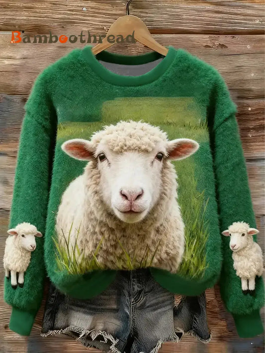 Women’s Cute Sheep Flannel Hoodie As picture / S