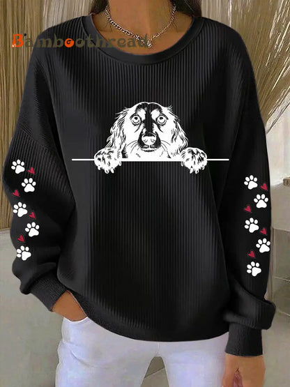 Women’s Dachshund Art Print Casual Sweatshirt Black / S