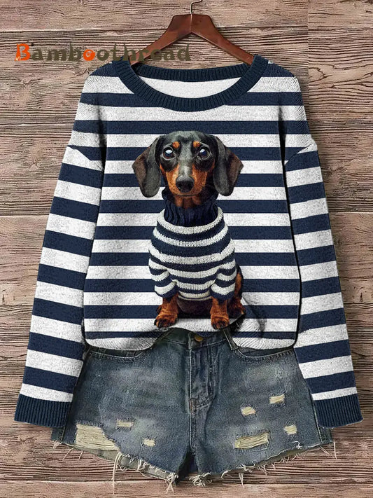 Women’s Dachshund Dog Art Print Pullover Sweater As picture / S